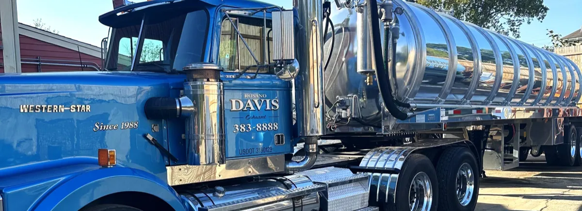 Rosano Davis Septic Services tanker truck, serving Cohasset since 1988